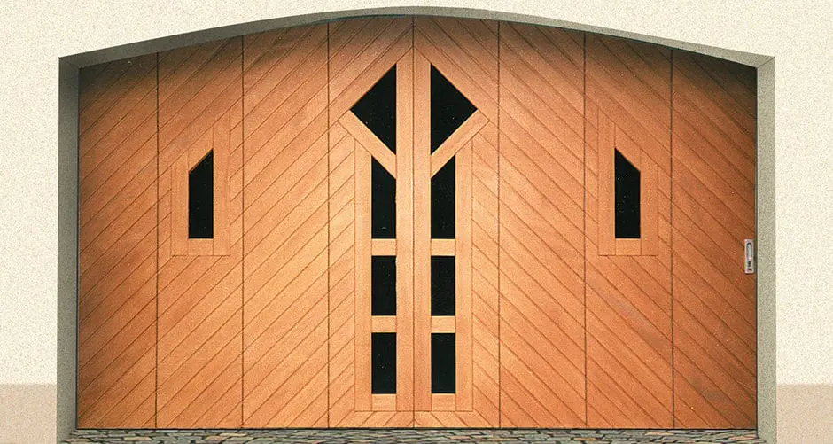 A sliding garage door